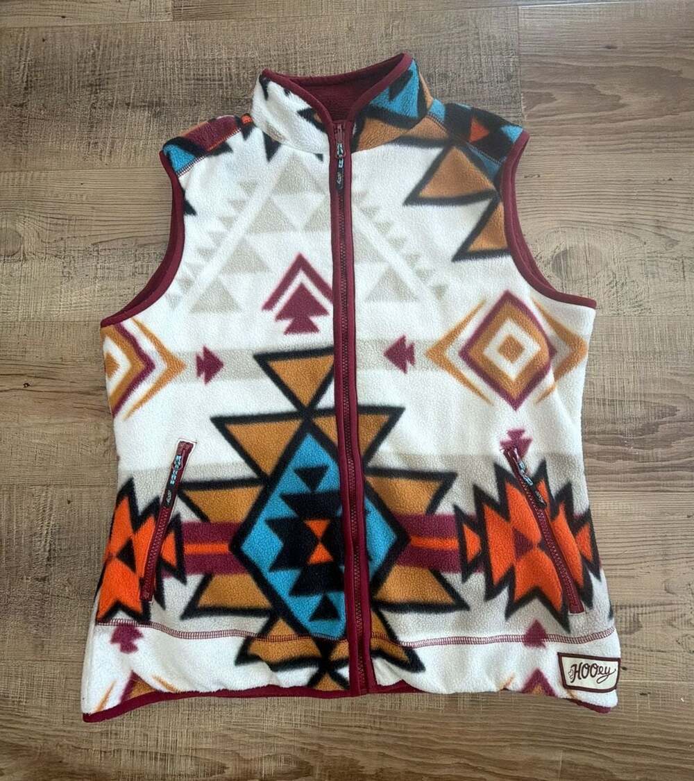 Hooey Womens Aztec Western Rodeo Softshell Outdoor Fleece Vest Reversible M